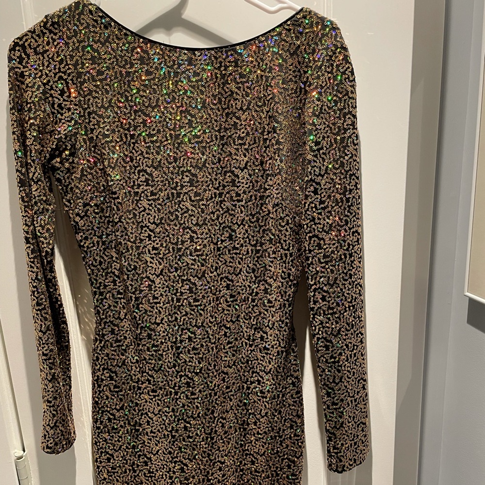 Gold & Black sequin party dress. Melena Size M